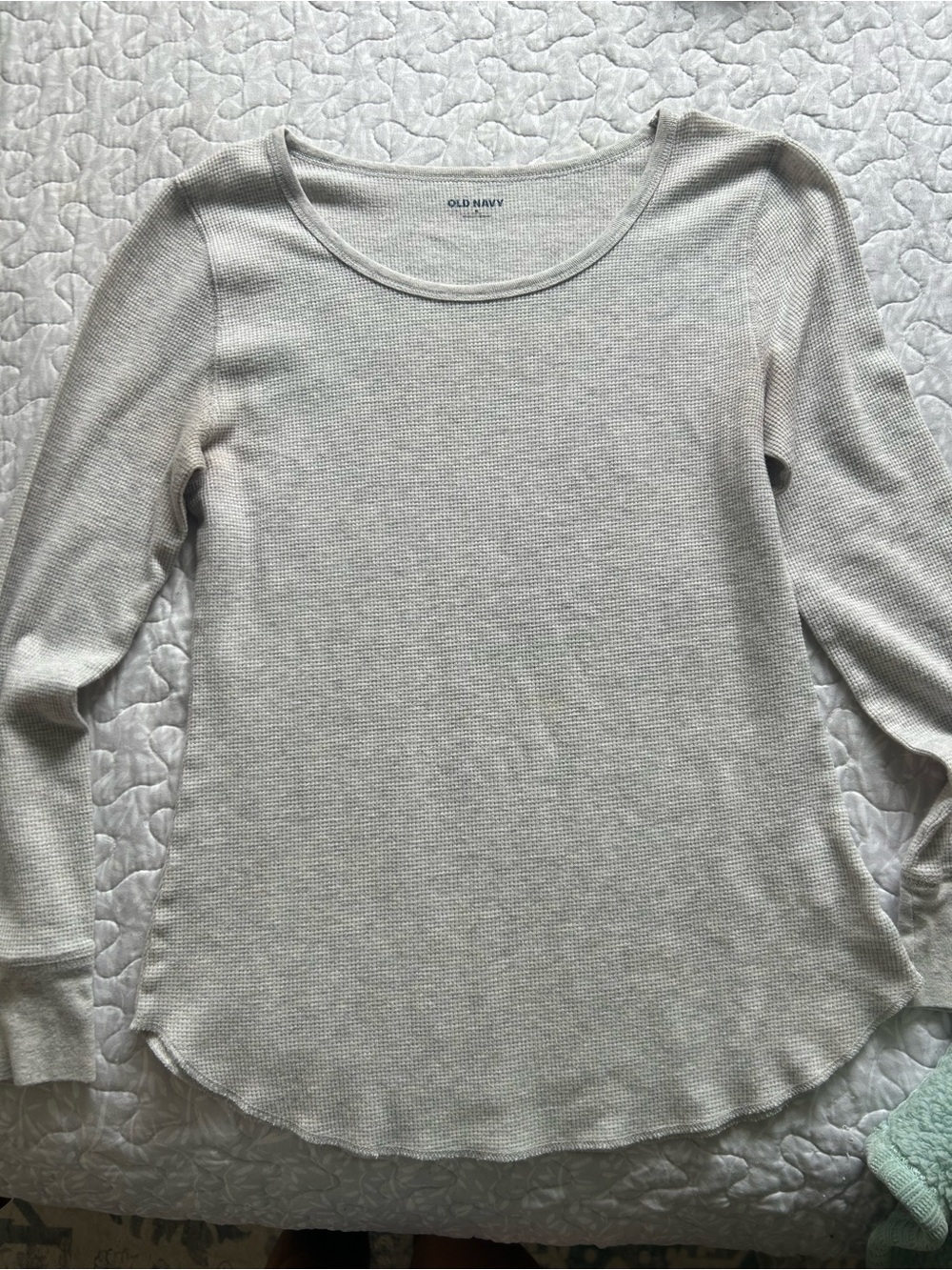 Old Navy Women's Cream Waffle Long-Sleeve Top
